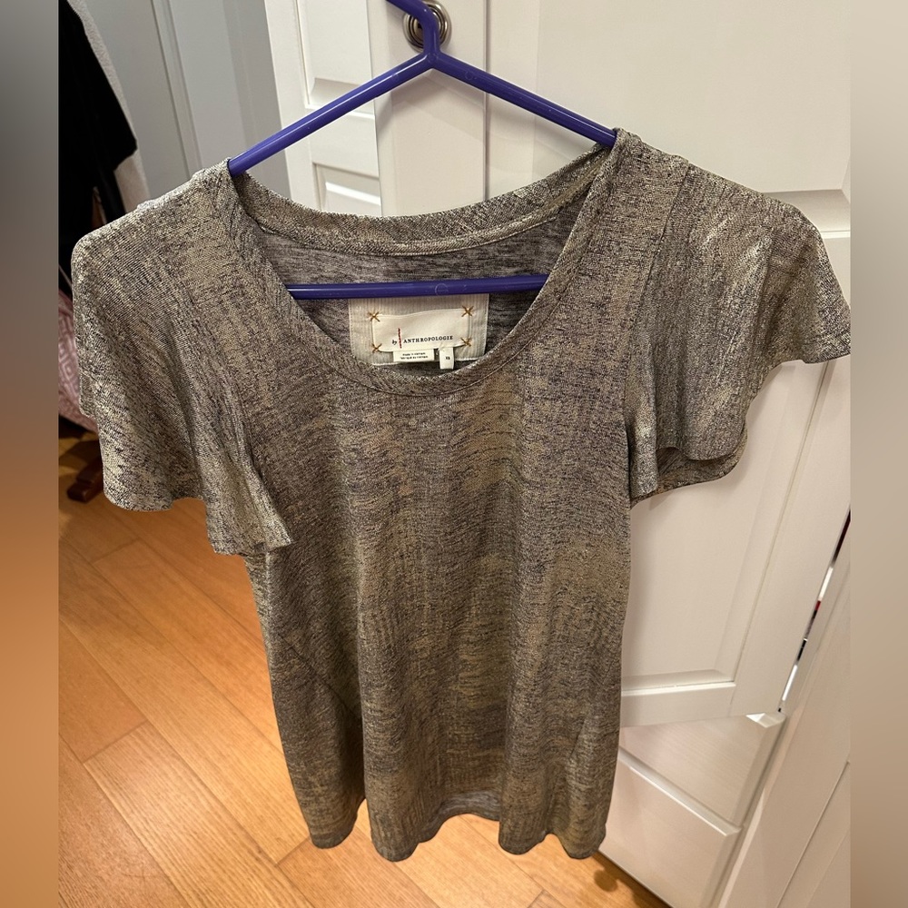 Anthropologie XS Silver Tee